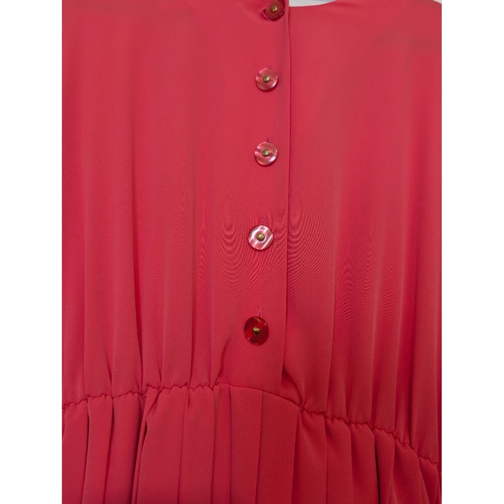 Vintage 90s Henry Lee Coral Pleated Dress Petite 8P Classic Elegant Romantic Aca - Picture 8 of 8